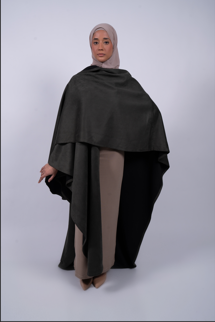 Suede Abaya in the shade Zaytoun (Olive Green)