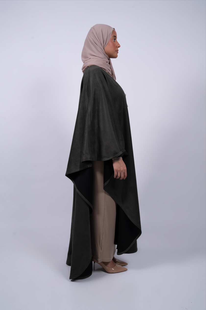 Suede Abaya in the shade Zaytoun (Olive Green)