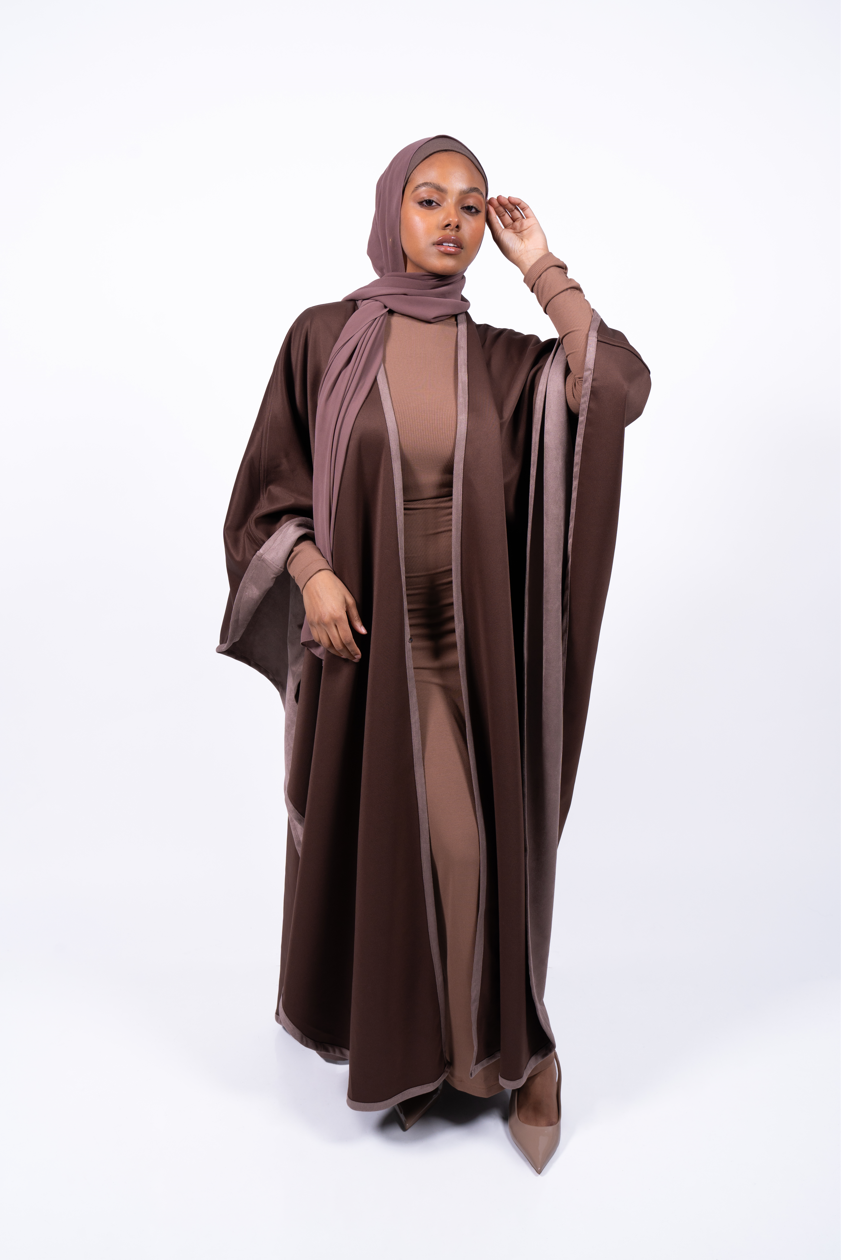 Reversible Suede Abaya in the shade Qahwa (Brown)