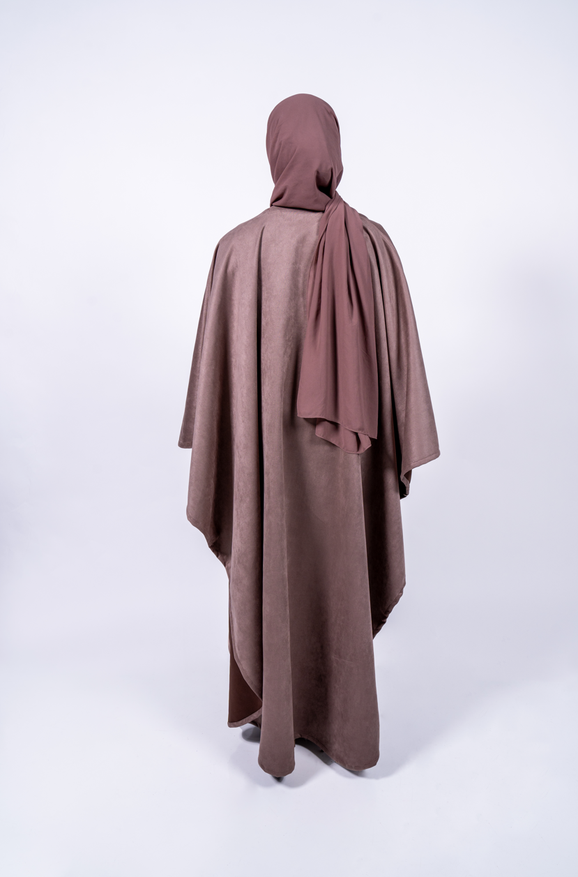 Reversible Suede Abaya in the shade Qahwa (Brown)